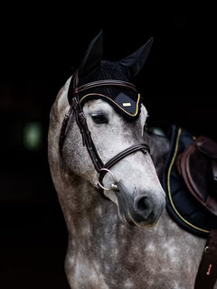 Equestrian Stockholm Ear Bonnet Black Gold - Full