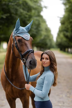 Equestrian Stockholm Ear Bonnet Steel Blue - Full