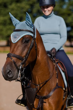 Equestrian Stockholm Ear Bonnet Steel Blue - Full