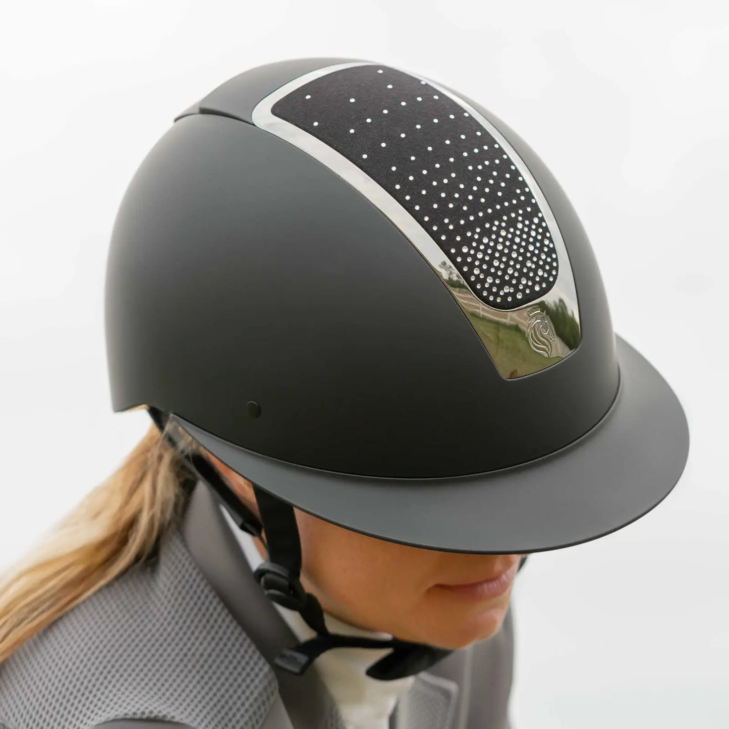 Equinavia Crown MIPS Riding Helmet, Black/Silver Crystal