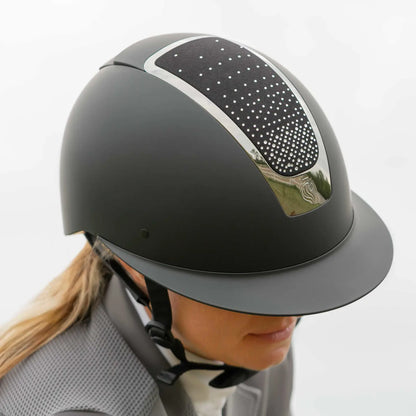 Equinavia Crown MIPS Riding Helmet, Black/Silver Crystal