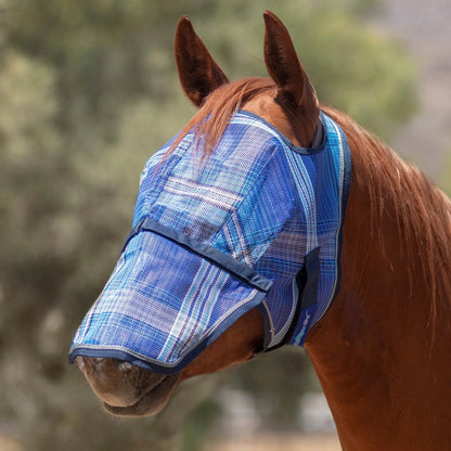 Fly Mask with Nose & 73% UV Protection - Open Top Design - Riders Choice Supply Co