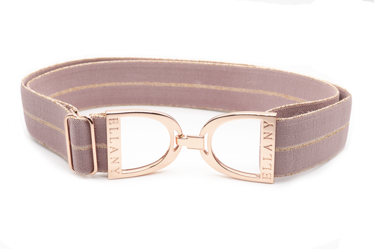 Lilac Kaylie - 1.5" Rose Gold Stirrup Elastic Belt