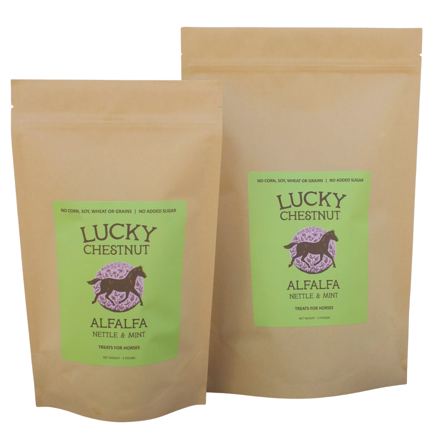 Lucky Chestnut - Alfalfa with Nettle + Mint Horse Treats - Low-NSC - Riders Choice Supply Co