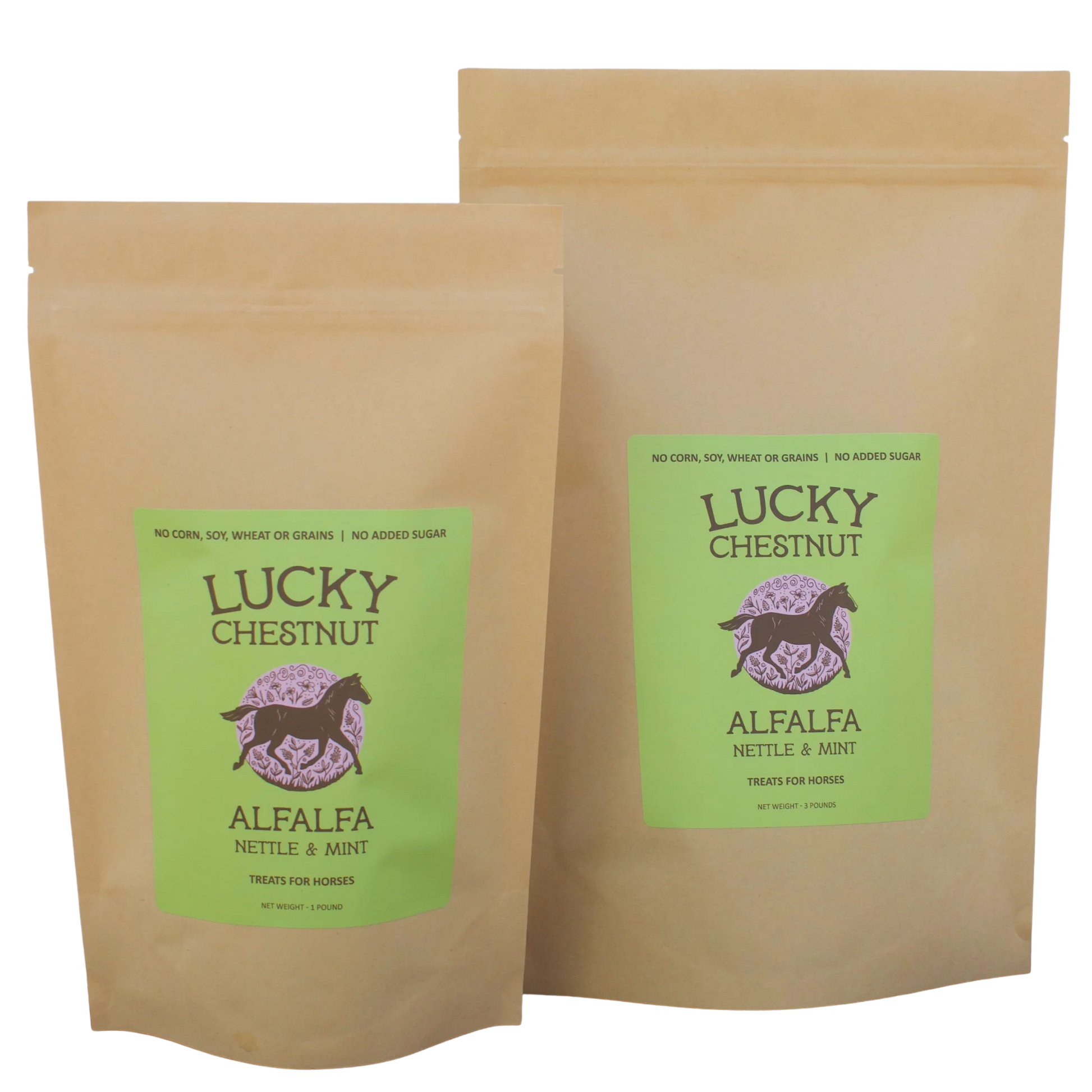 Lucky Chestnut - Alfalfa with Nettle + Mint Horse Treats - Low-NSC - Riders Choice Supply Co