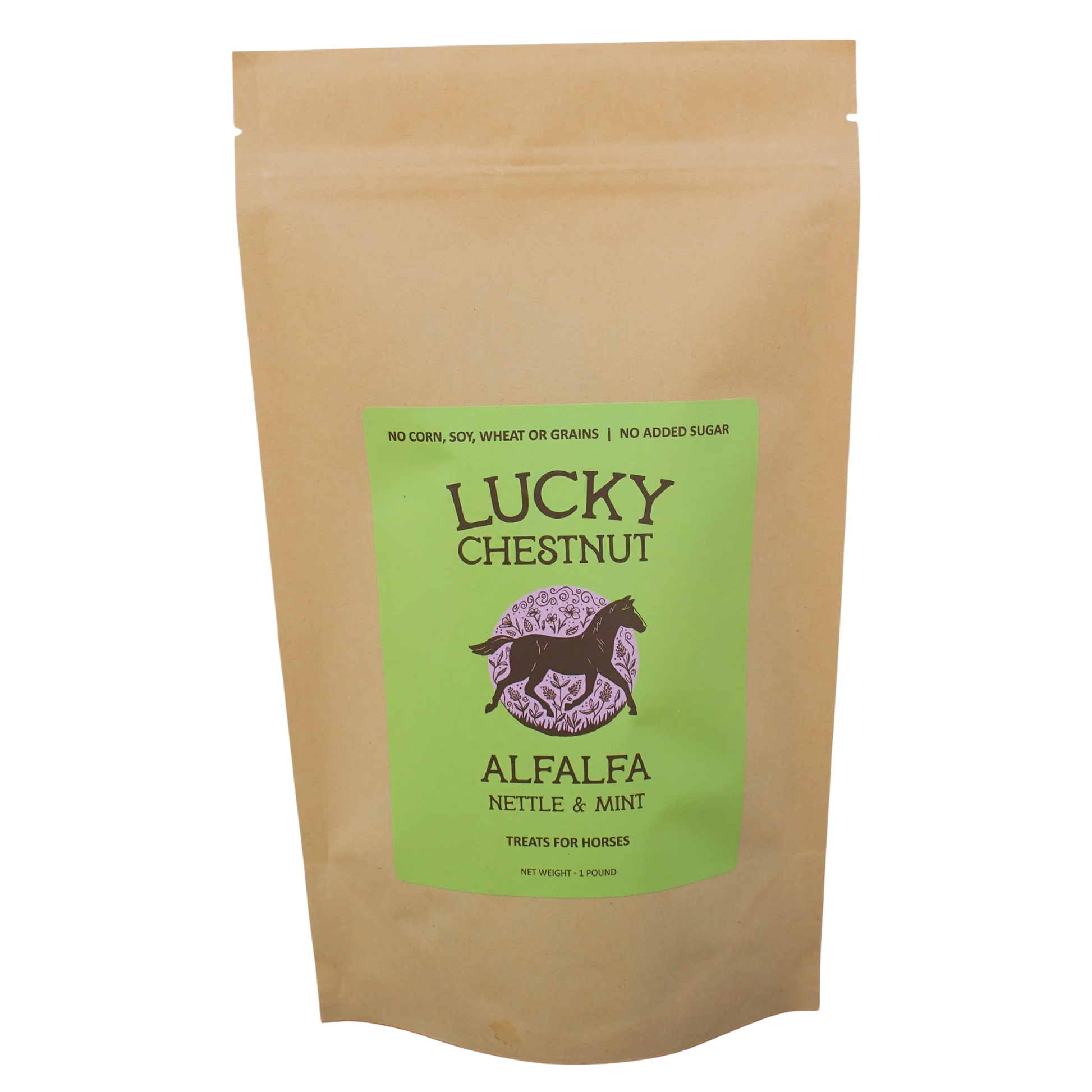 Lucky Chestnut - Alfalfa with Nettle + Mint Horse Treats - Low-NSC - Riders Choice Supply Co