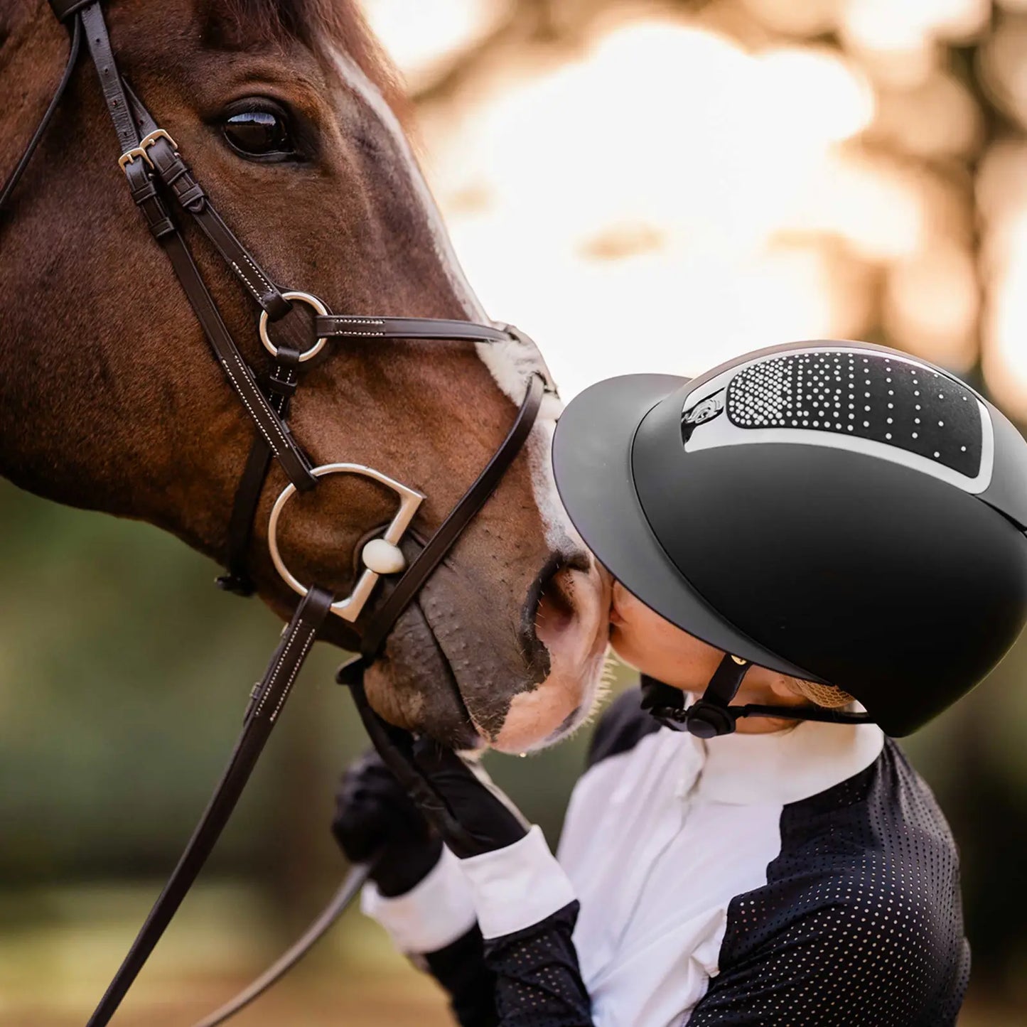 Equinavia Crown MIPS Riding Helmet, Black/Silver Crystal