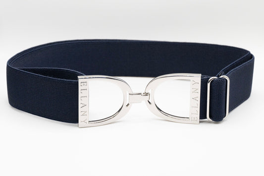 Navy - 1.5" Silver Stirrup Elastic Belt - Riders Choice Supply Co