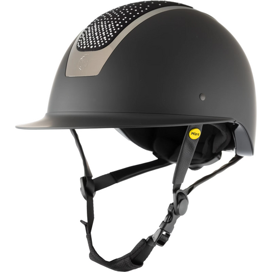 Equinavia Crown MIPS Riding Helmet, Black/Silver Crystal