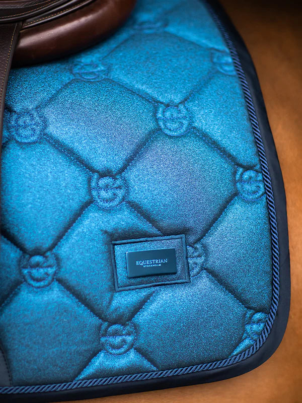 Equestrian Stockholm Jump Saddle Pad Glimmer Blue Meadow - Full - Riders Choice Supply Co