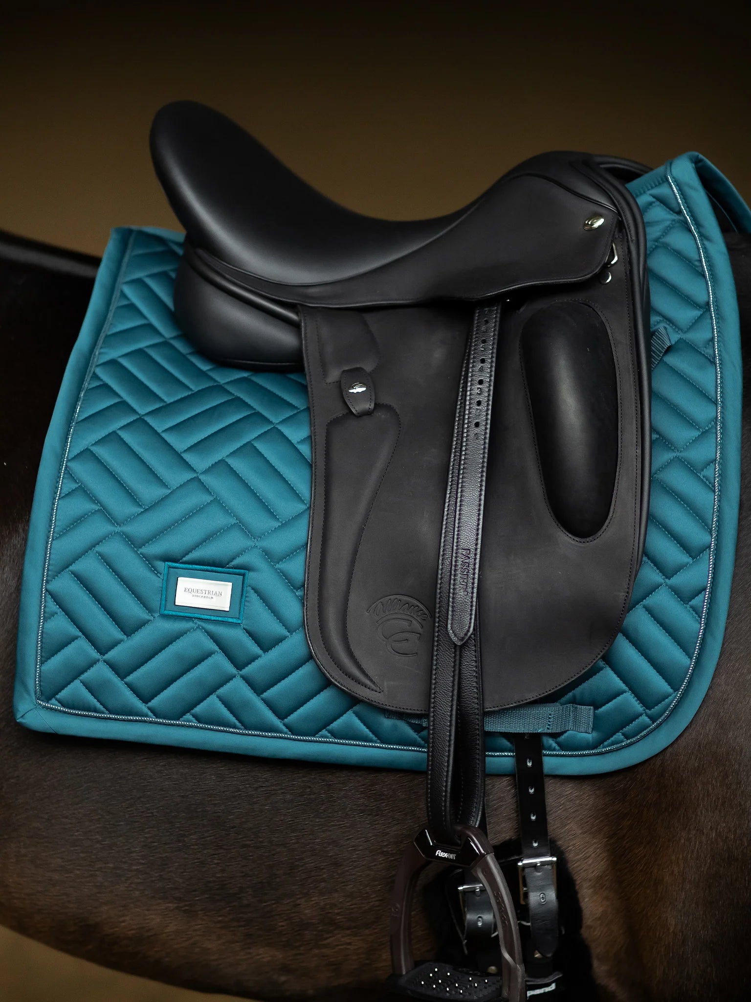 Equestrian Stockholm Dressage Saddle Pad Modern Teal Blue - Riders Choice Supply Co