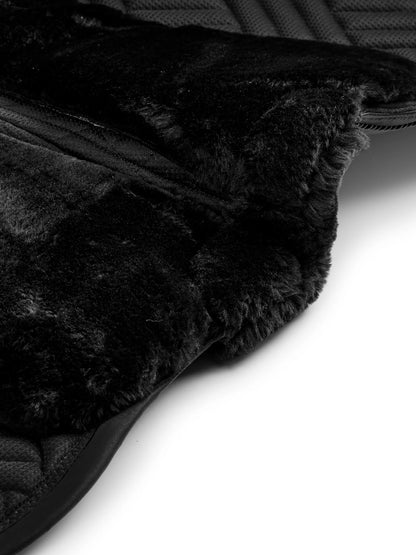 Equestrian Stockholm Jump Saddle Pad Vegan Fur Crystal Black - Full - Riders Choice Supply Co