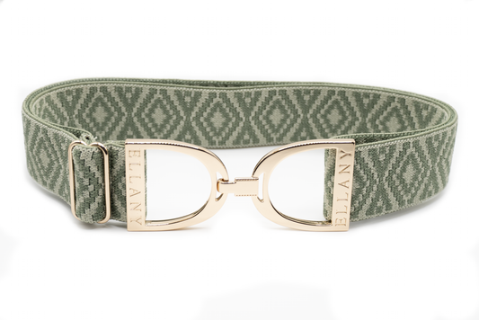 Sage Ornata- 1.5" Gold Stirrup Elastic Belt