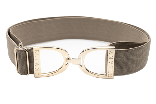 Taupe - 1.5" Gold Stirrup Elastic Belt - Riders Choice Supply Co